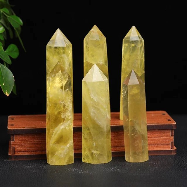 Natural Citrine Tower Point Obelisk Yellow Wealth Gemstone Mineral Home Decor
