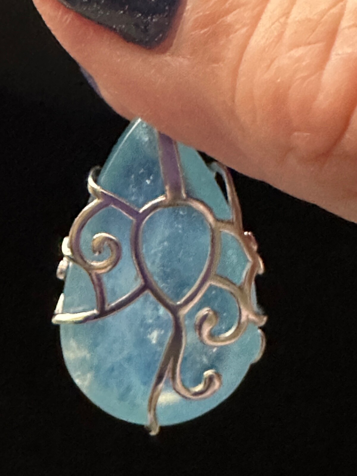 Aquamarine/Sterling Silver,Quartz Crystal,Metaphysical, Jewelry,Gem,Unique,Gift