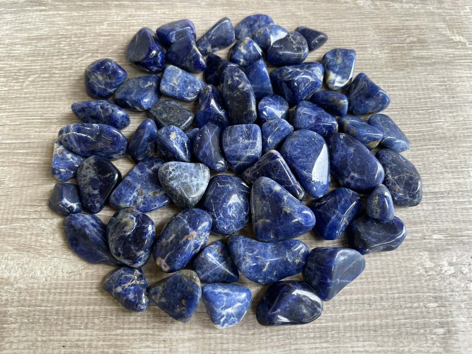 Grade A++ Sodalite Tumbled Stone, 0.7-1.5″ Tumbled Sodalite, Pick a Weight