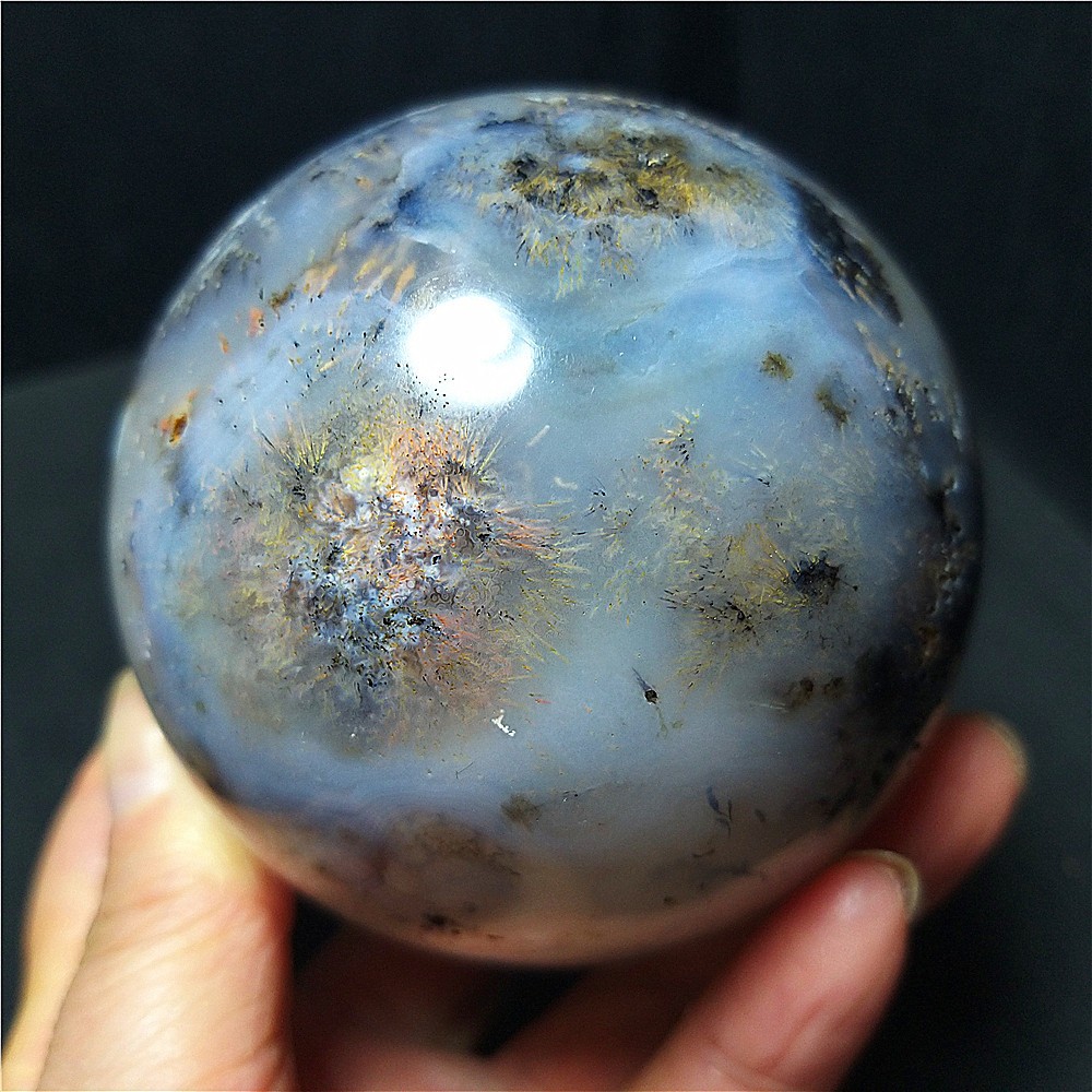 582.7G Natural Beautiful Golden Hair Rutilated Agate Stone Sphere Healing C822