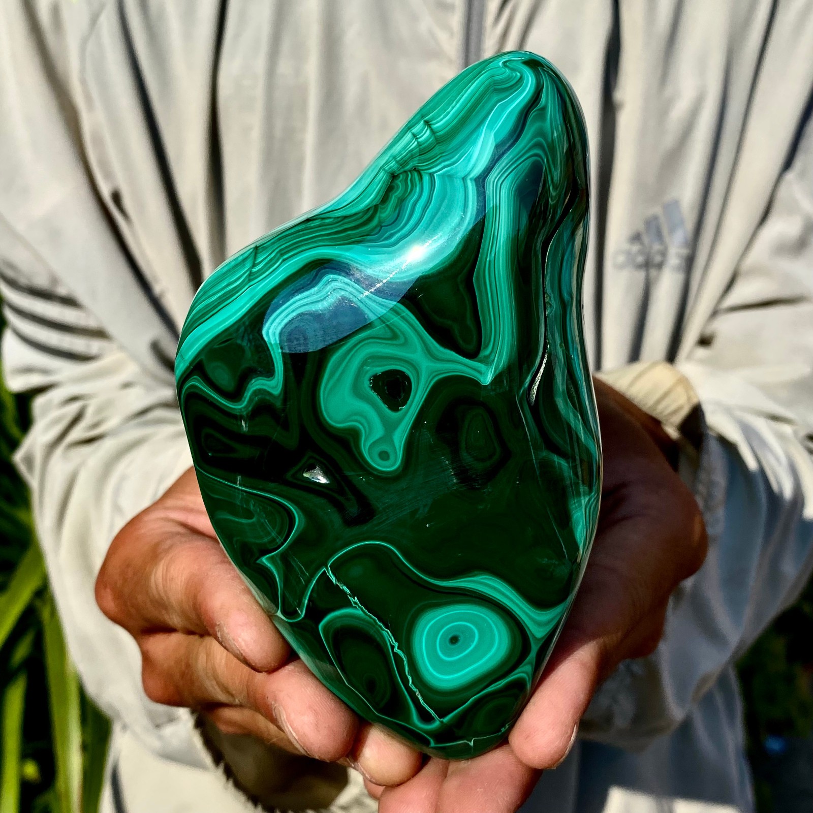 1.87LB Natural Polished Malachite Mineral freeform specimen Reiki Stone