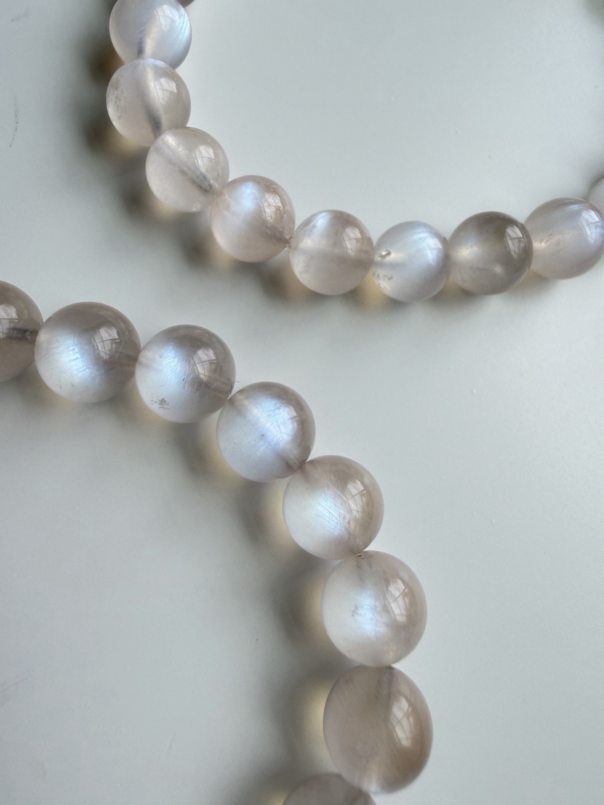 High Quality Blush Pink with Blue Flash Moonstone Bracelet |Flashy Moonstone 9mm