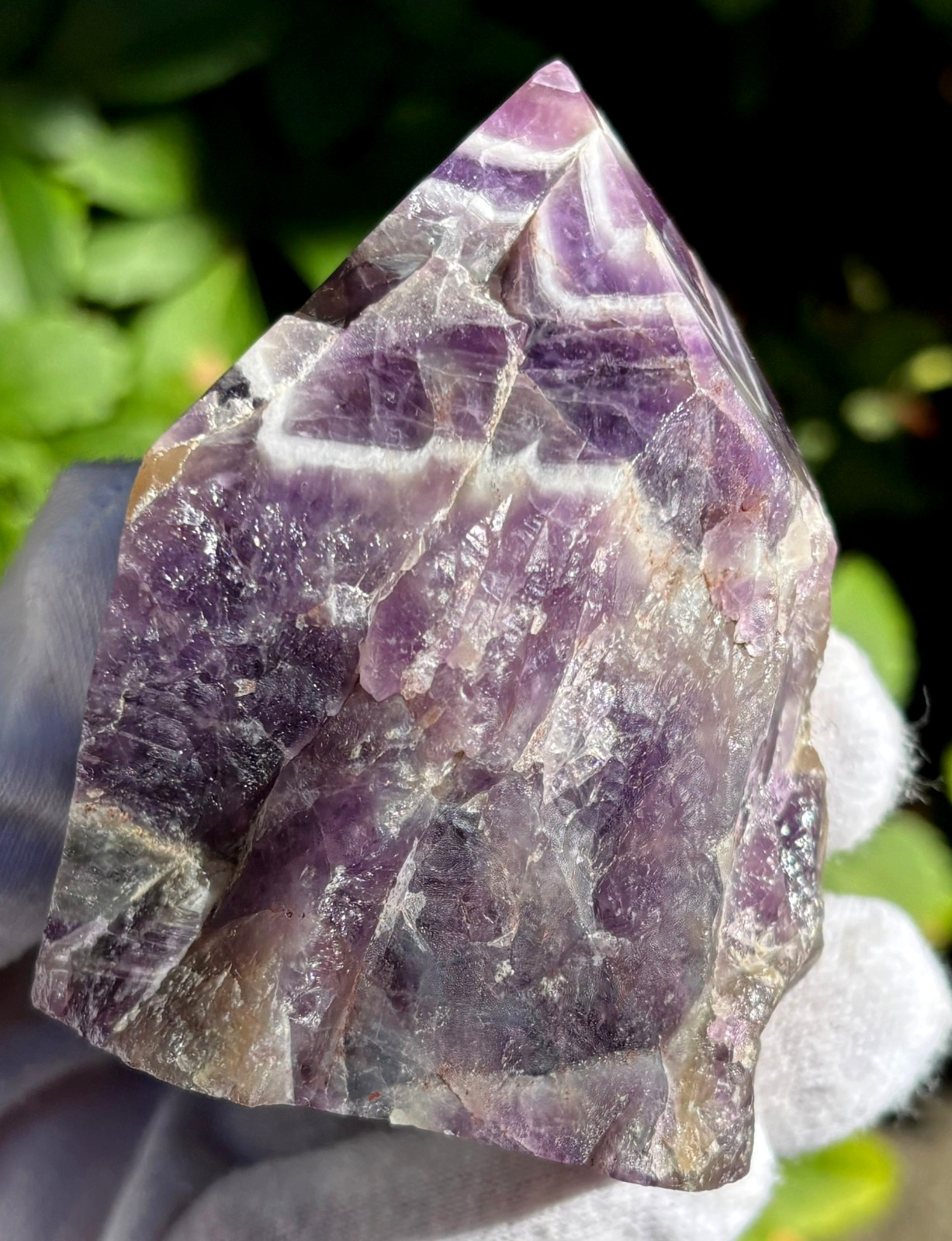 535g 1lb+ LOT 4 DREAM AMETHYST CHEVRON CUT BASE POLISHED TOP TOWER POINT POINTS