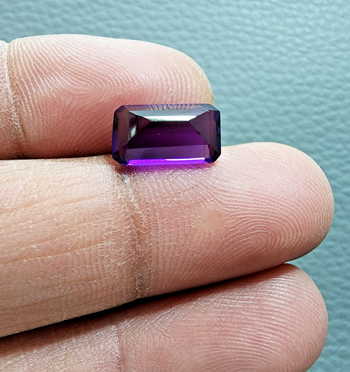 Glowing Purple Amethyst 3.80 Ct Emerald Cut Lab-Created Loose Gemstone Ring