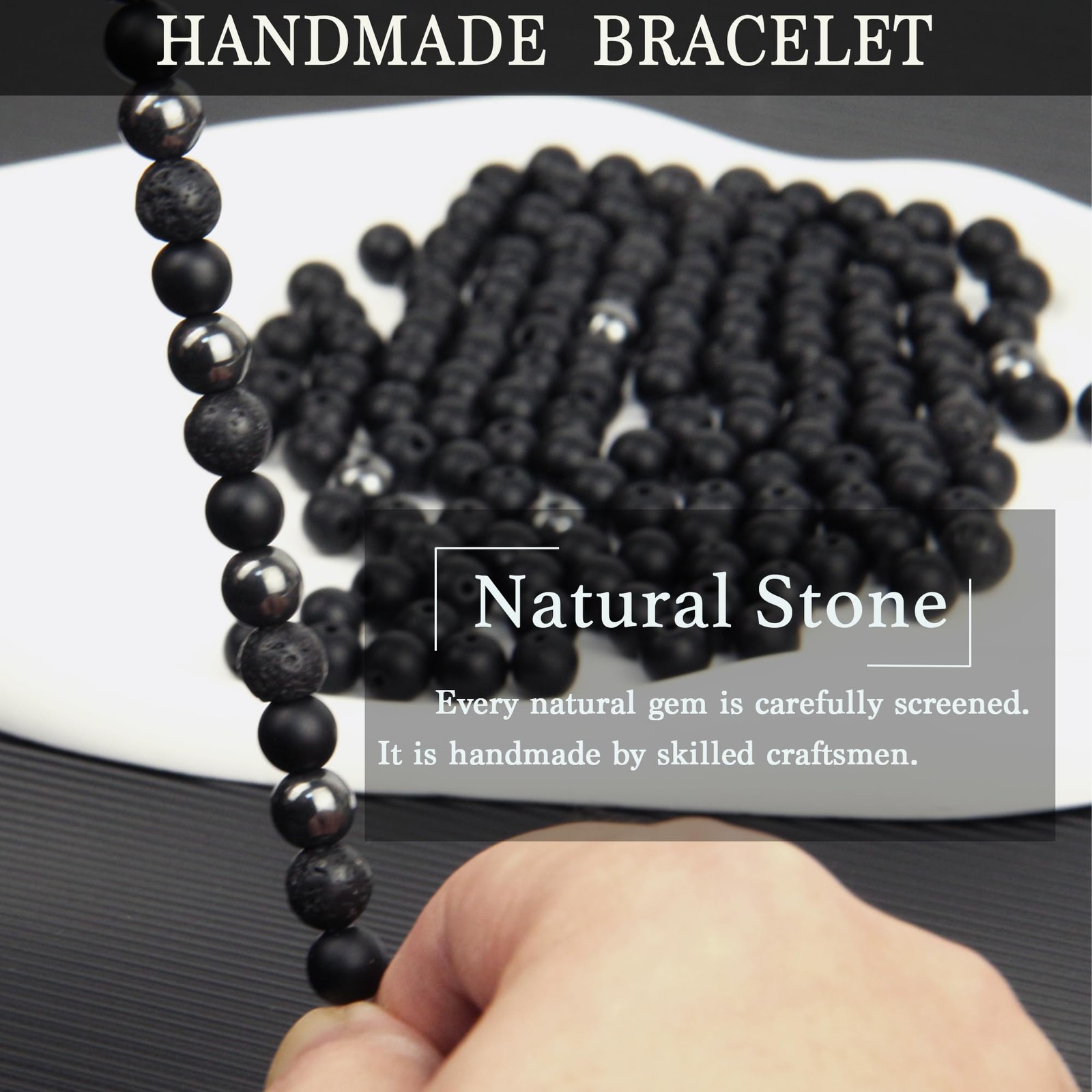 Black Obsidian Bracelet for Men – Black Tourmaline Beaded Bracelets – Mens Brace