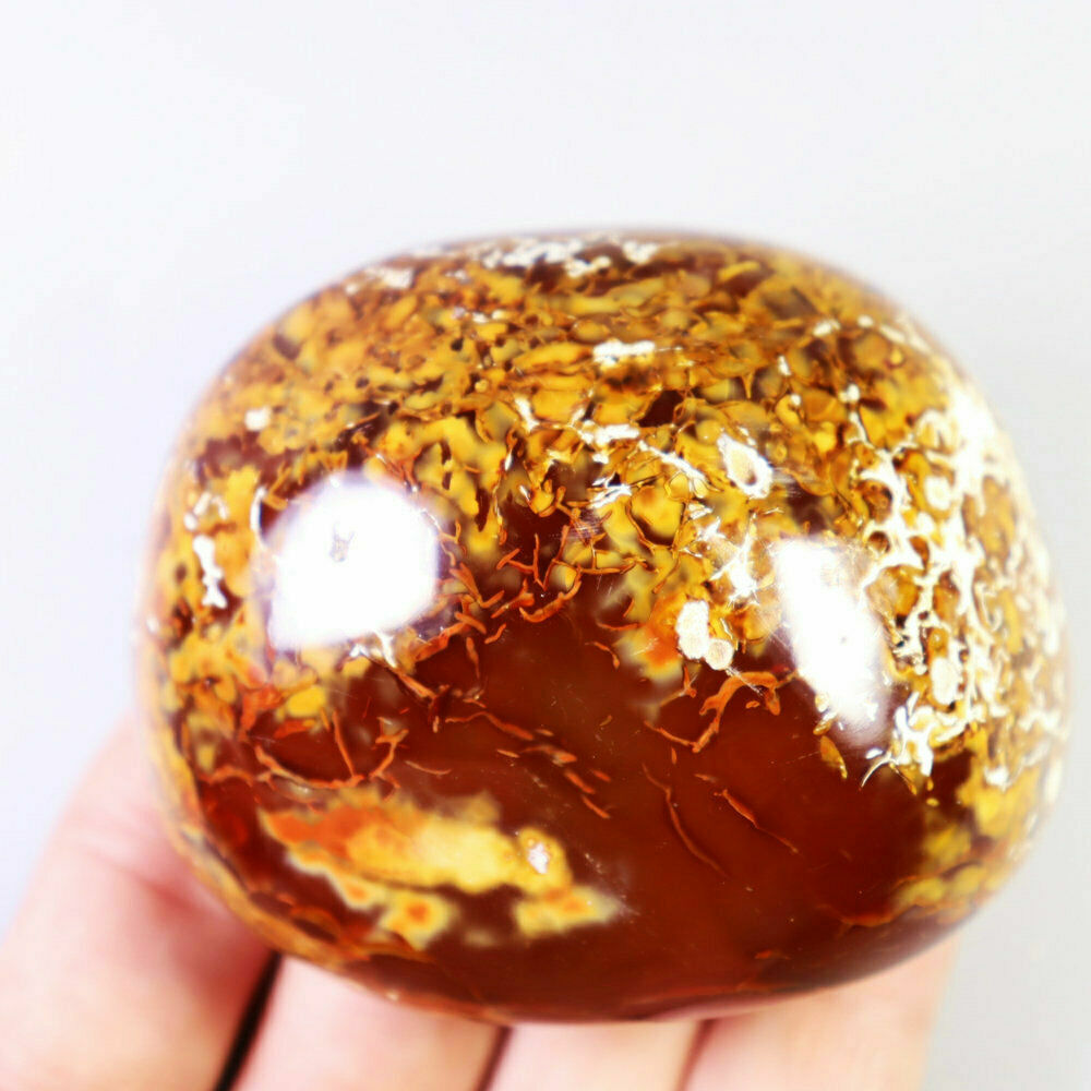 274g Natural Genuine Flower skin Agate Quartz Crystal Carnelian Palm Stone