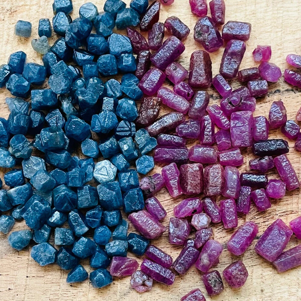 50/100g Natural Blue Sapphire / Ruby / Mix Lot Rough Loose Gemstone Precious