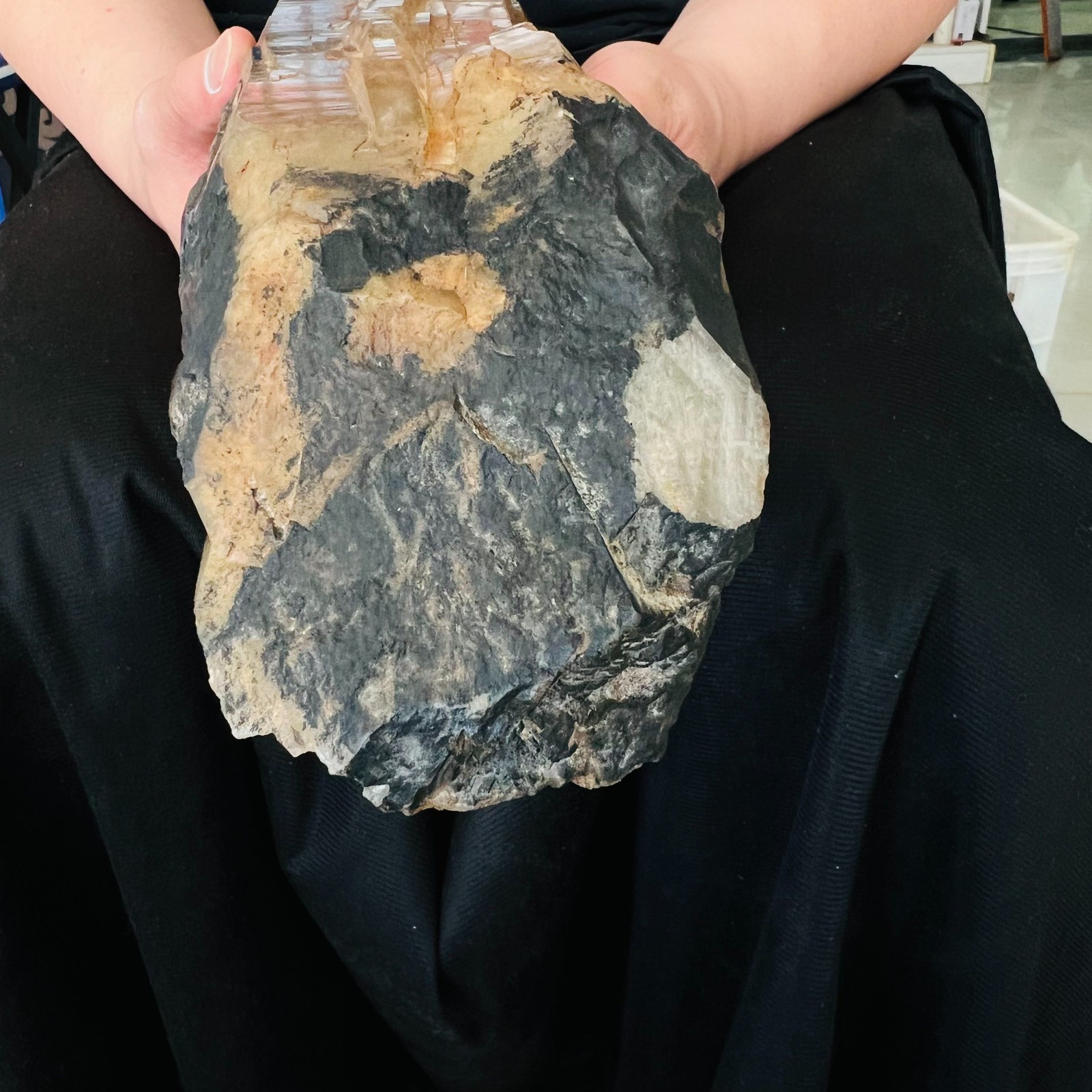 15.4LB Genuine Citrine Elestial Crystal – Untreated Raw Stone Healing Crystal