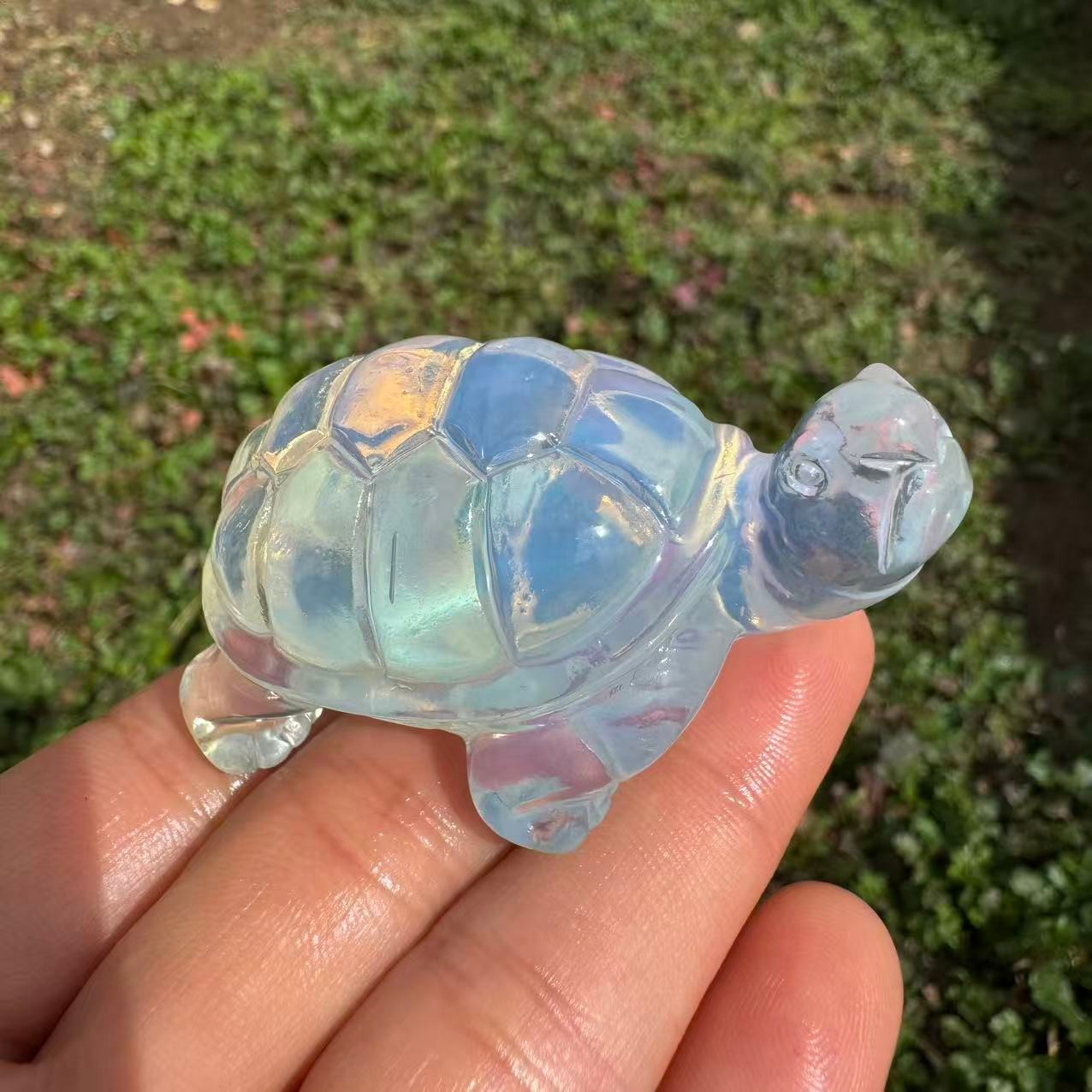 2.3″ hand carved opal turtle Quartz Crystal reiki healing 1pc