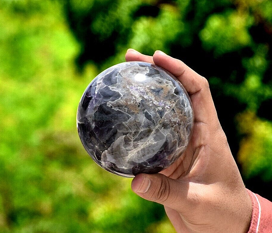 90 MM Beautiful Amethyst Quartz Crystal Sphere Spiritual Healing Meditation Aid