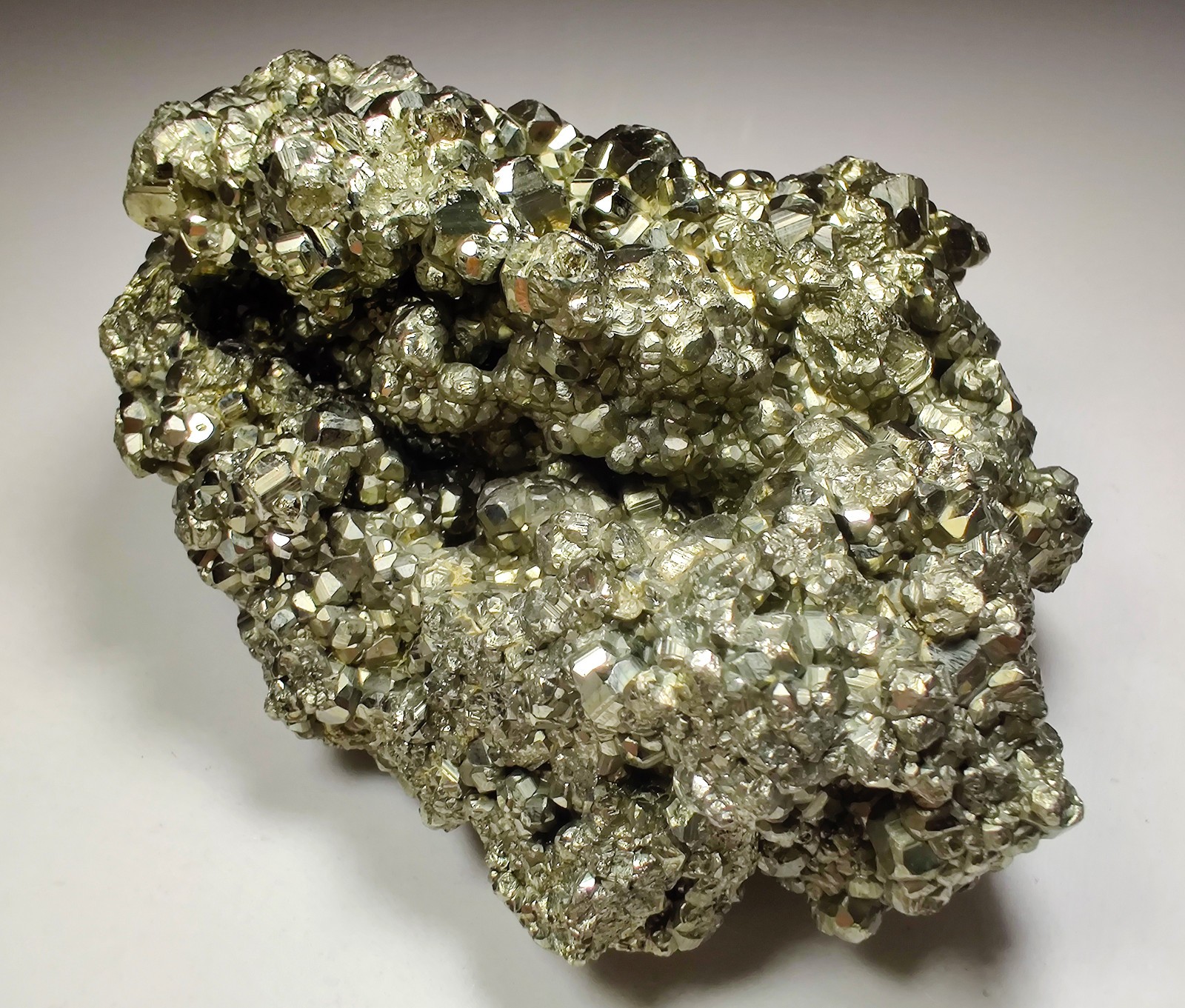 Pyrite crystals, nice display piece. Huanzala Mine, Peru. 585 grams.