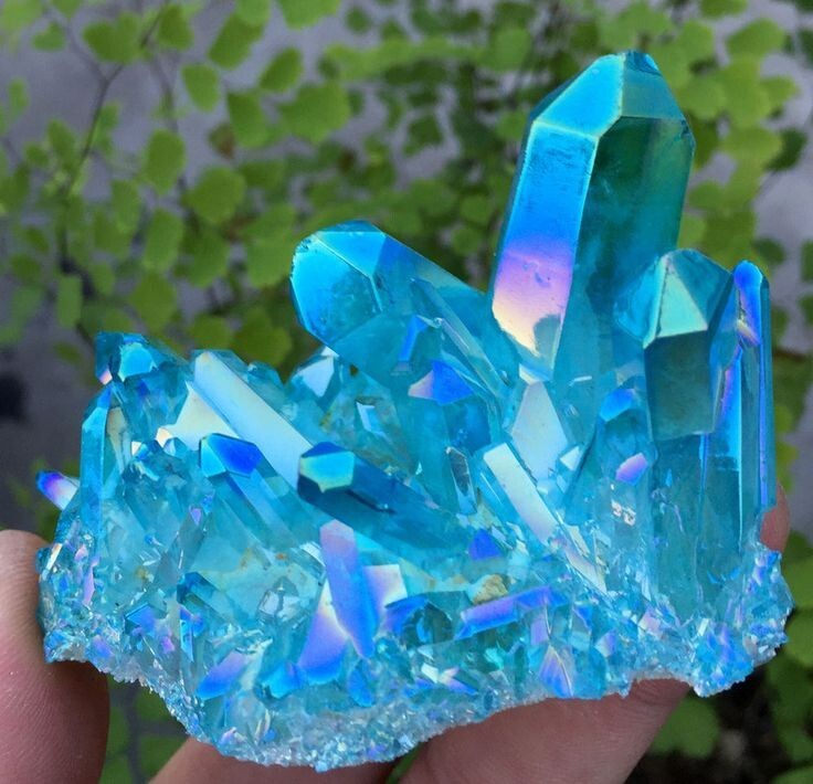 Aqua Aura Blue Quartz Titanium Cluster Mineral Specimen Healing Crystal 80-110g