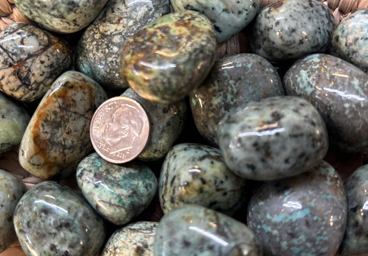 1 Piece Tumbled A Grade African Turquoise Average Size 16 Grams