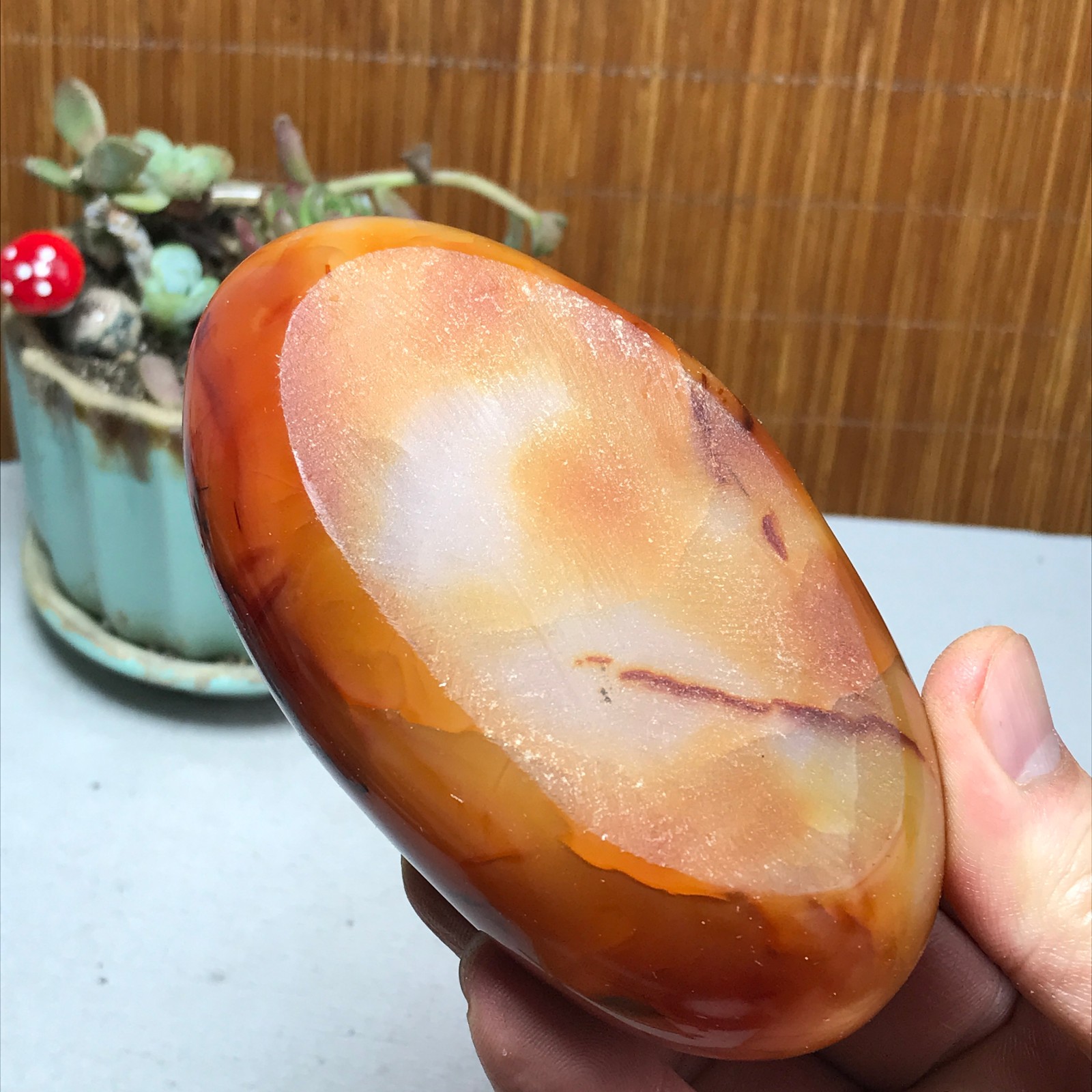 105-65-28mm Rare NATURAL red agate ashtray Hand polishing Crystal specimen A4319