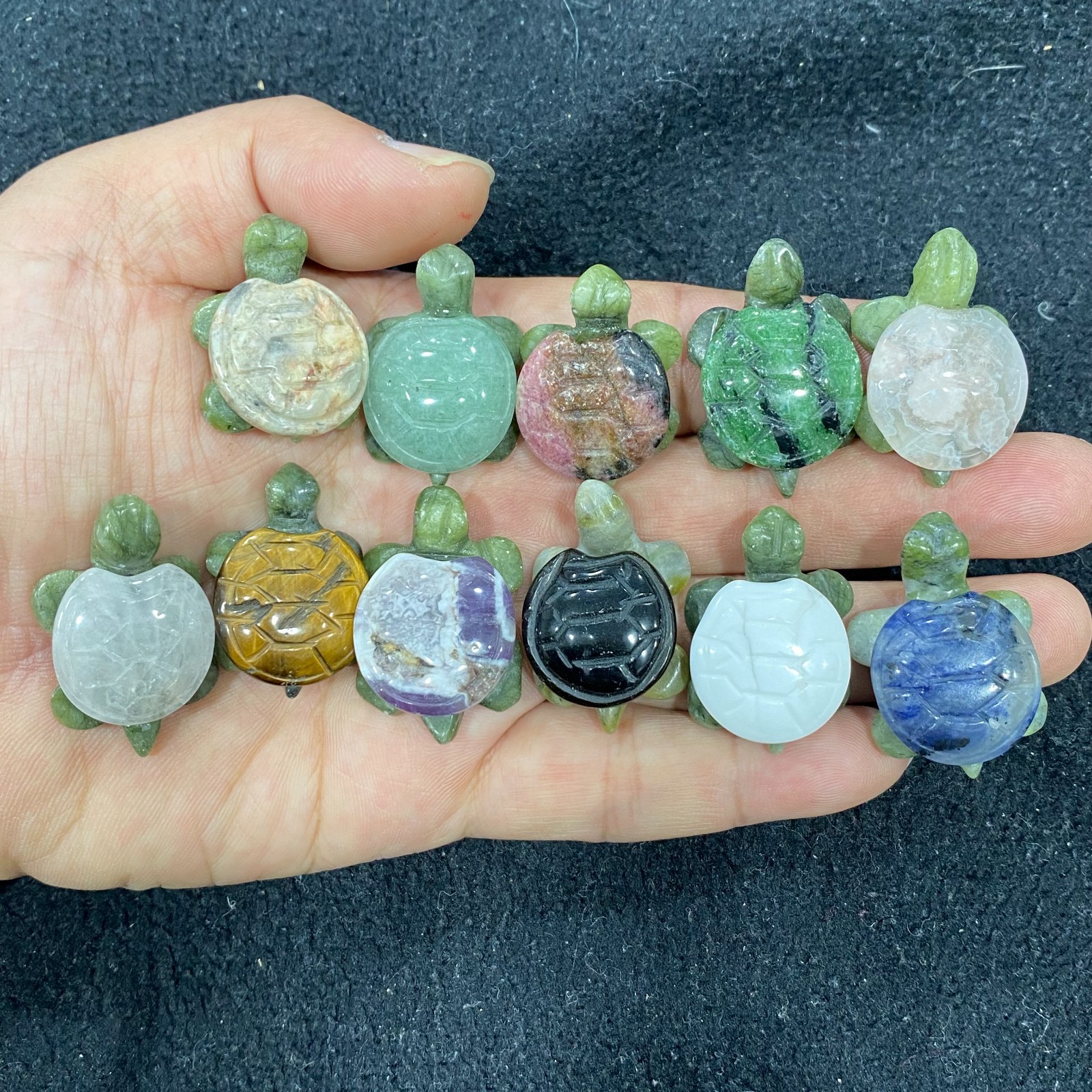 5pc Natural mix Quartz hand Carved Mini Sea turtle crystal Reiki healing gift