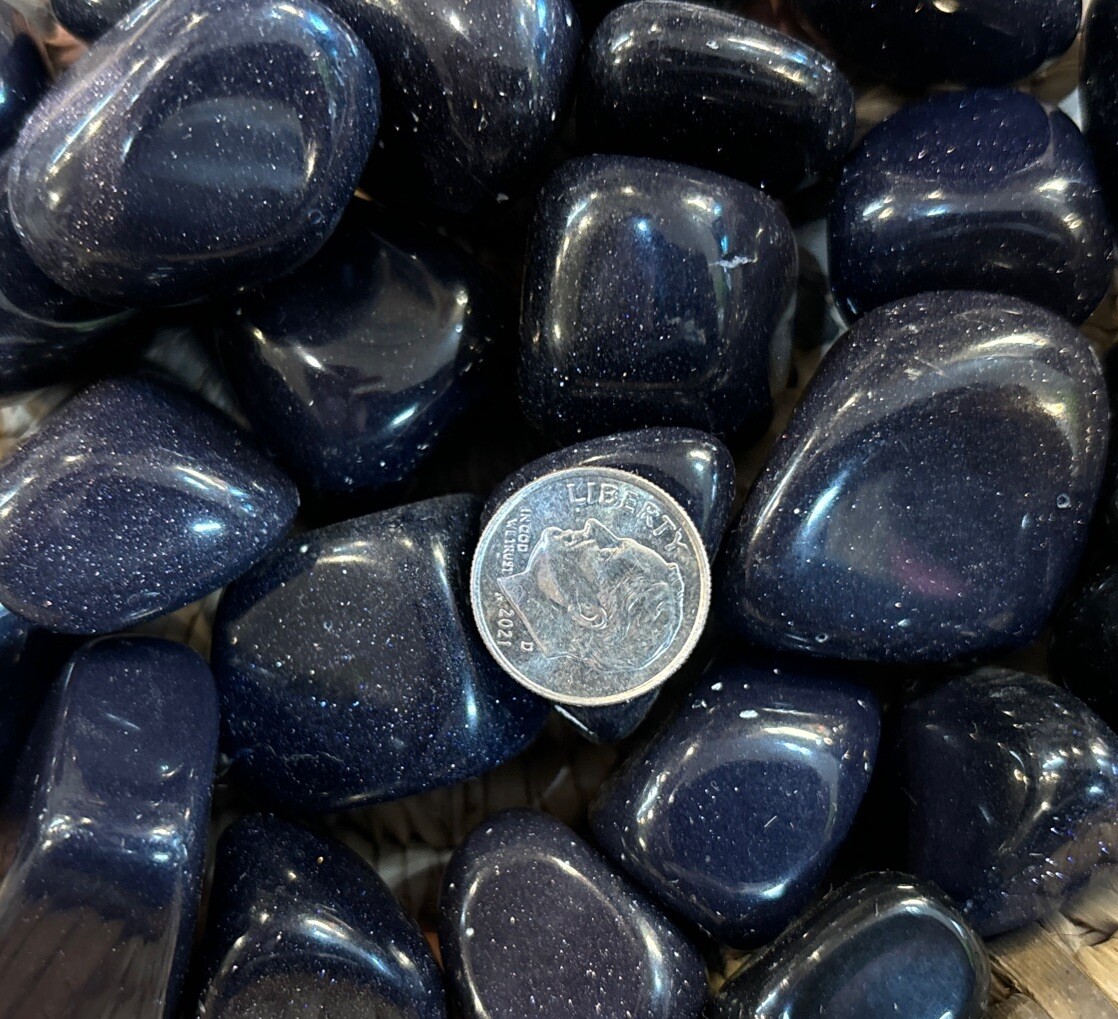 1 Piece Tumbled A Grade Blue Goldstone “galaxy Stone “ Average Size 16 Grams