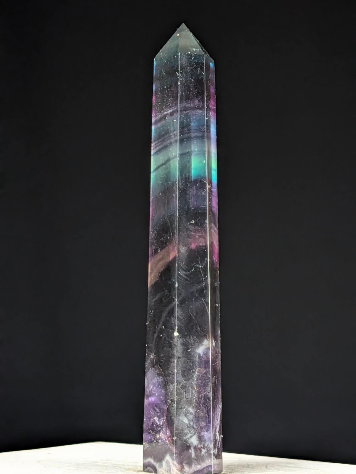 Rainbow Fluorite Tower Crystal Gemstone Large Tall Point Chakra Reiki