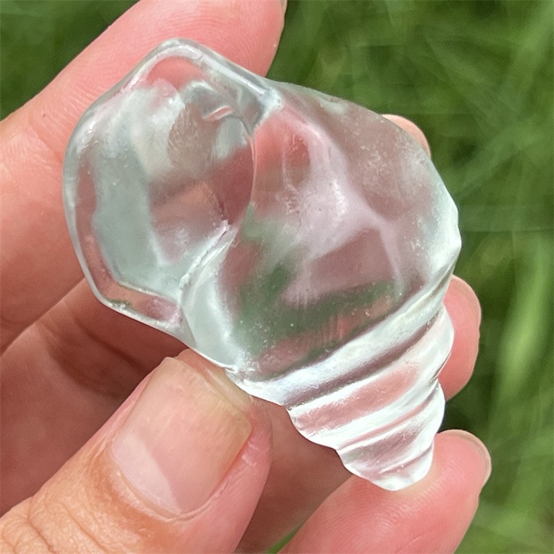 2″ Carved Blue smelting whelk skull quartz crystal skull Pendant Healing 1PC