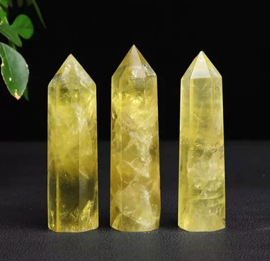 Natural Citrine Tower Point Obelisk Yellow Wealth Gemstone Mineral Home Decor