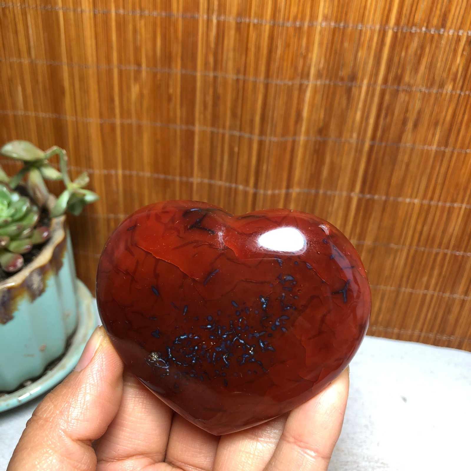 73-59-22mm Rare NATURAL red agate Hand polishing heart Crystal specimen A5103