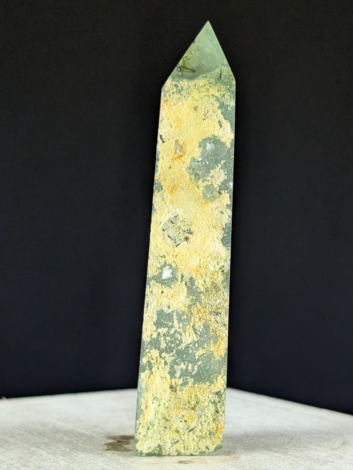 Prehnite Tower Point Crystal Raw Side Gemstone Chakra Wand