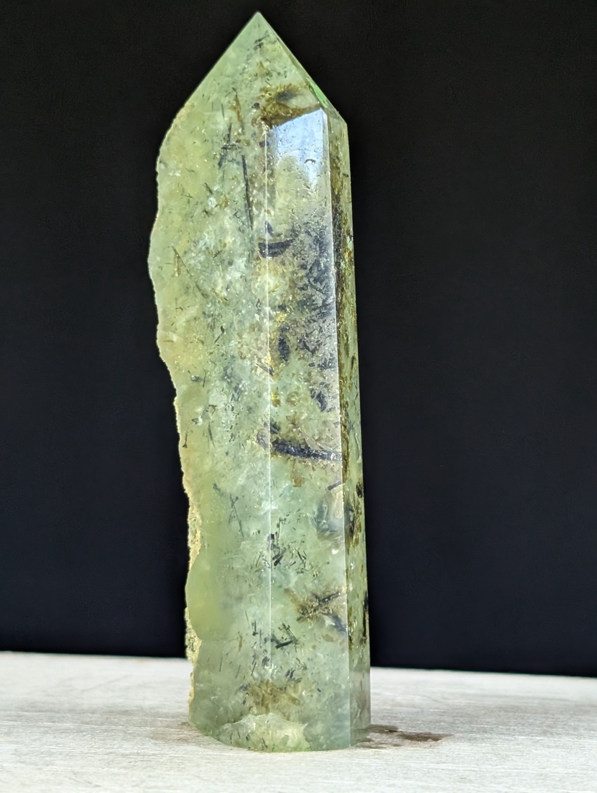 Prehnite Tower Point Crystal Raw Side Gemstone Chakra Wand