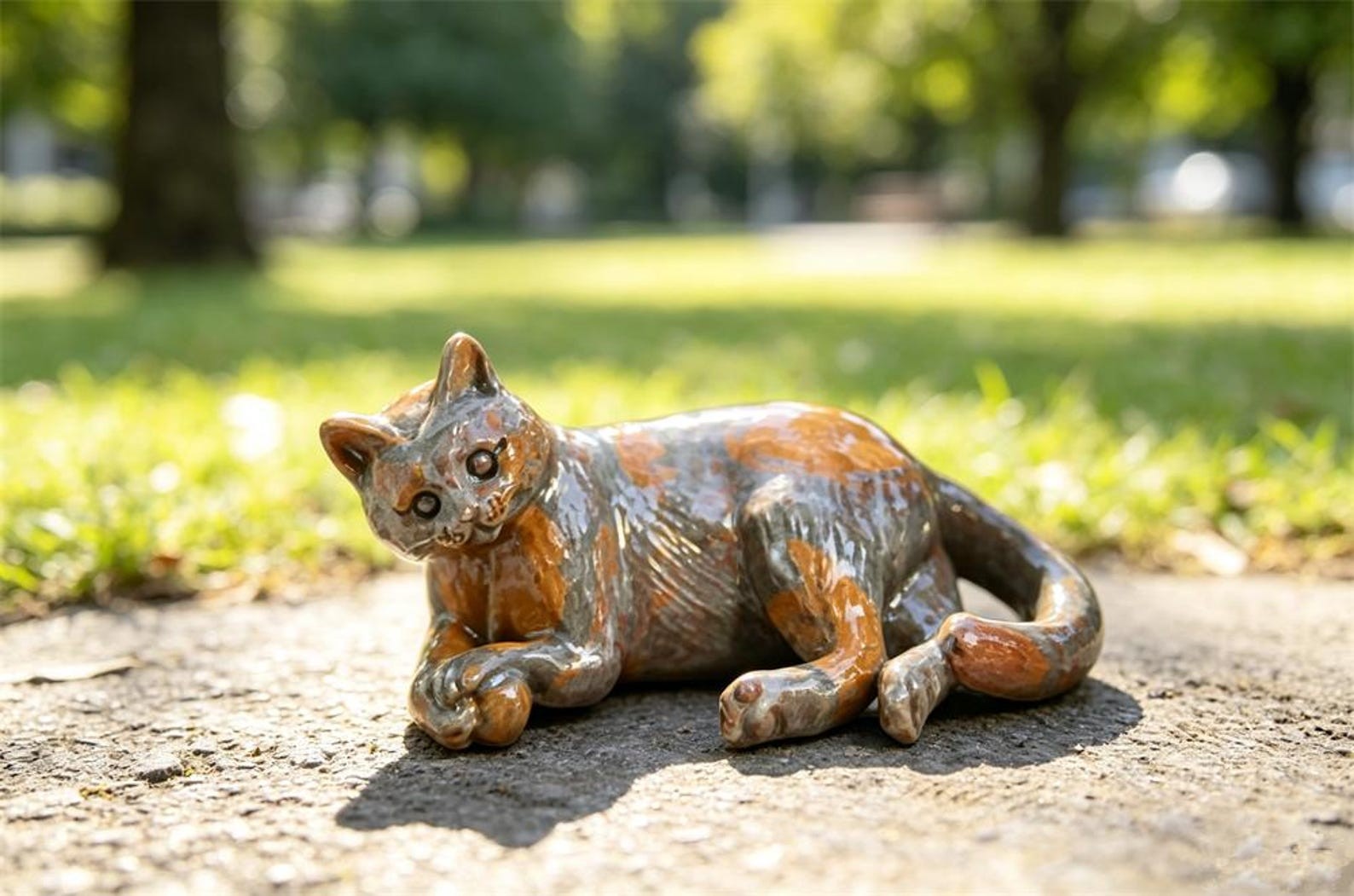 Unknown Stone Cat Figurine Gift for Cat Lovers, Natural Crystal Desktop Decor1pc