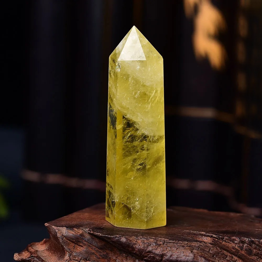 Natural Citrine Tower Point Obelisk Yellow Wealth Gemstone Mineral Home Decor
