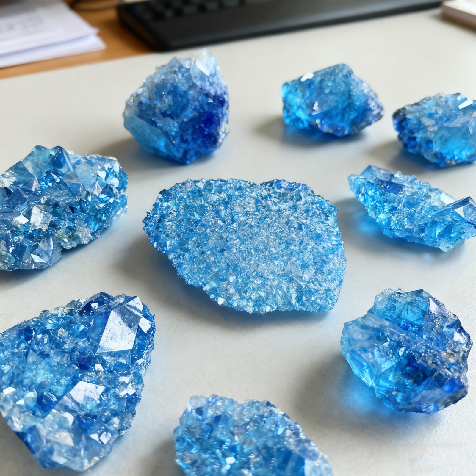 Titanium Raw Blue Angel Aura Quartz Cluster Geode Crystal Stone Specimens Decor