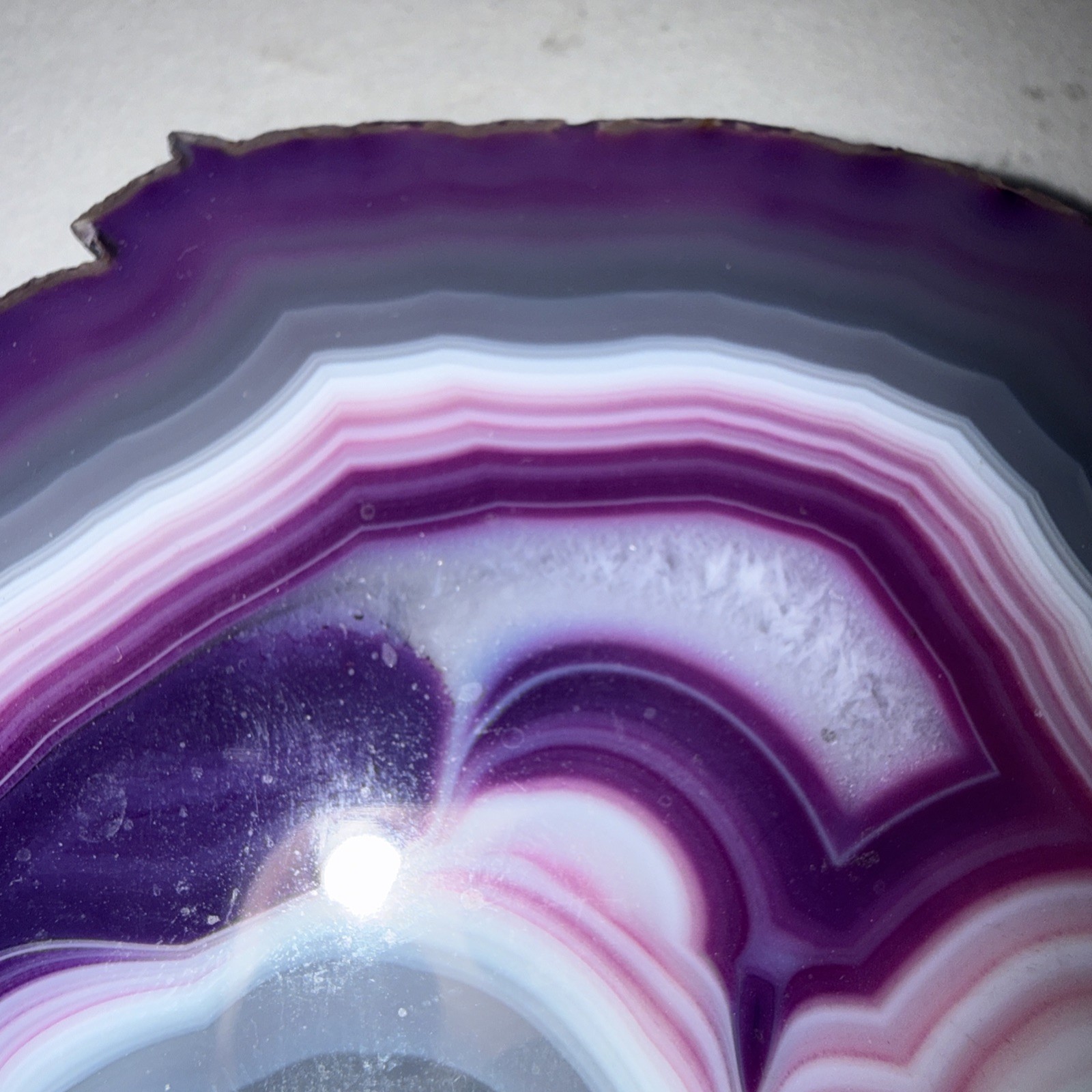 Purple AGATE Slice Made In Brazil 4 1/4” X 3 1/4”