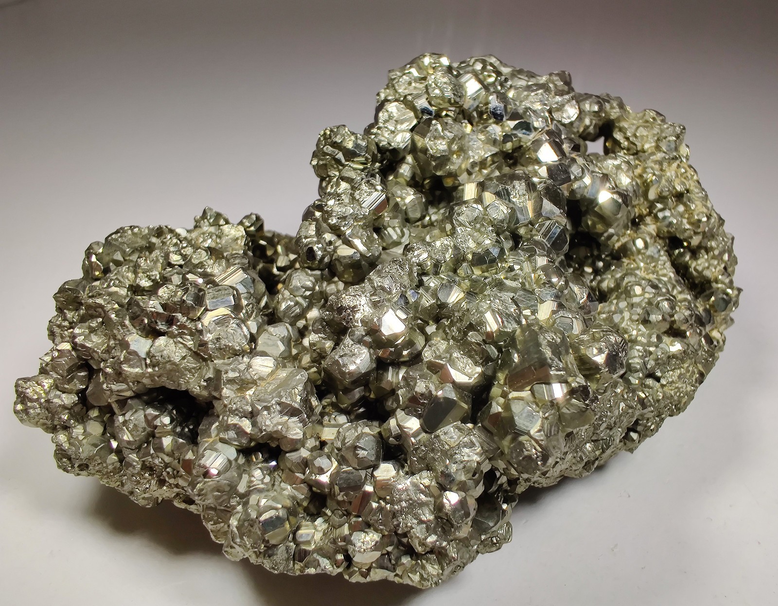 Pyrite crystals, nice display piece. Huanzala Mine, Peru. 585 grams.