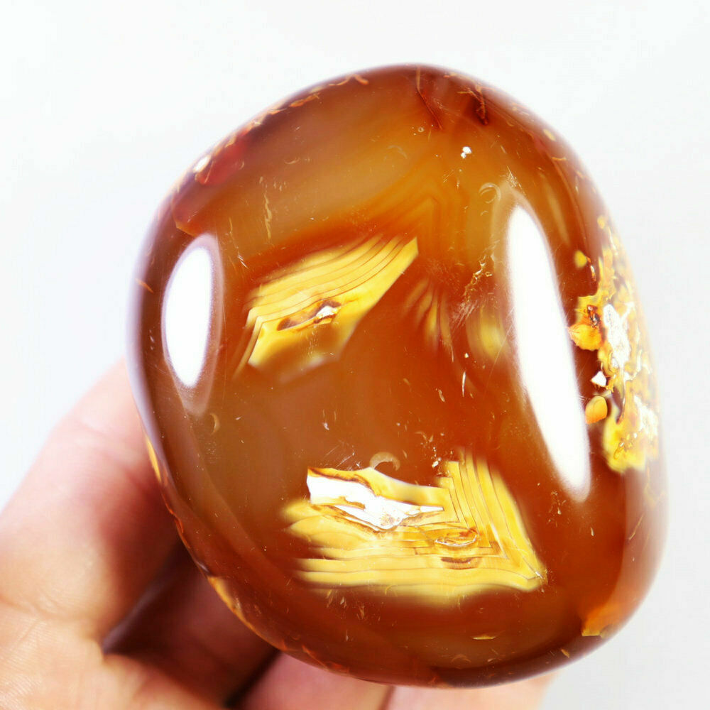 274g Natural Genuine Flower skin Agate Quartz Crystal Carnelian Palm Stone