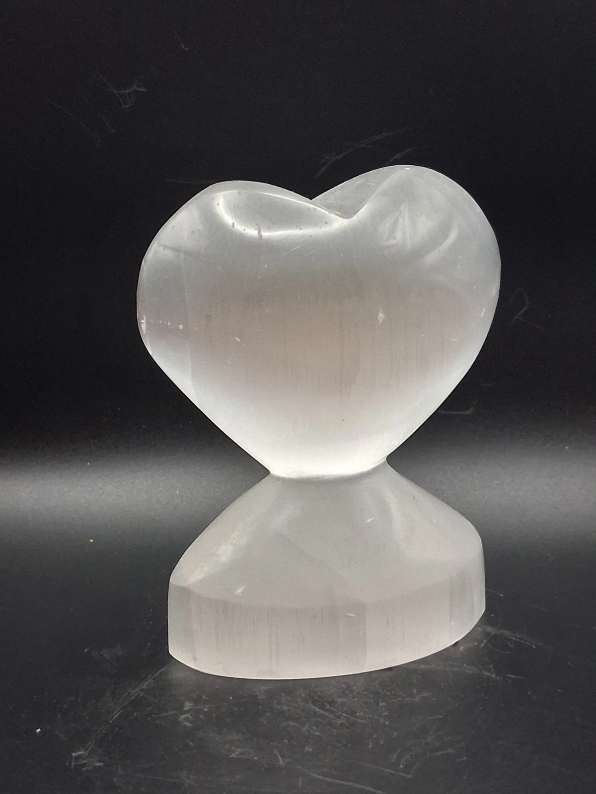 Selenite angel wing heart! 14 ounces, 4 inches tall, 3″ wide