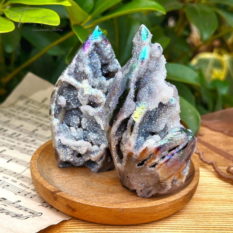 200-250g Aura Angel sphalerite Crystal Cluster Chunk – Aura Geode Crystal Tower