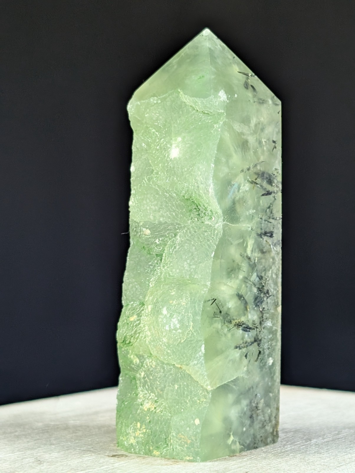 Prehnite Tower Point Crystal Raw Side Gemstone Wand Reiki