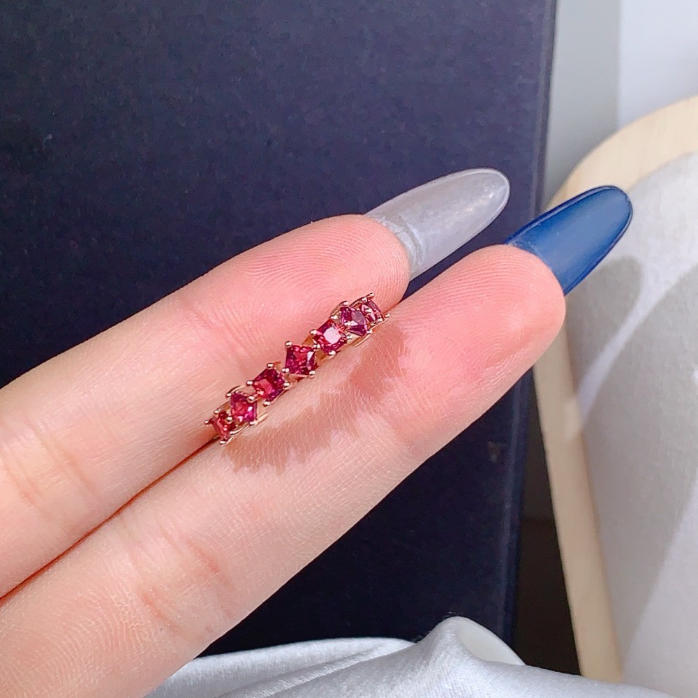 Natura garnet open Adjustable ring Gemstone Jewelry S925 Silver Plated 18K Gold