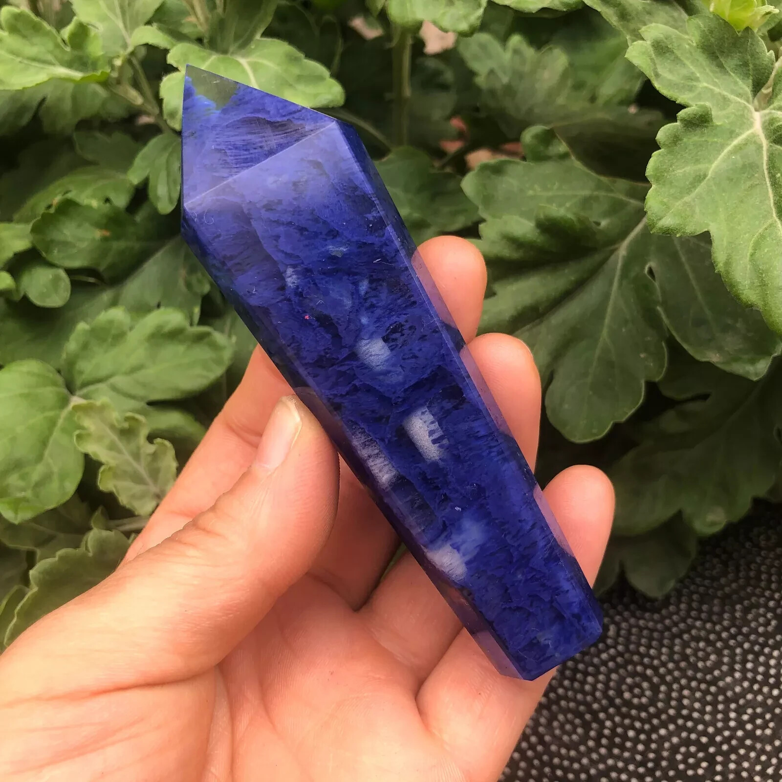 Natural Blue Smelting Stone Smoking Pipe Healing Quartz Crystal Point Wand Rock
