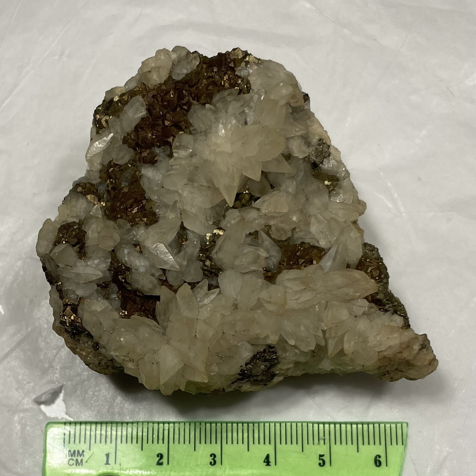 Calcite Crystals W/ Pyrite 150g Unknown Location USA