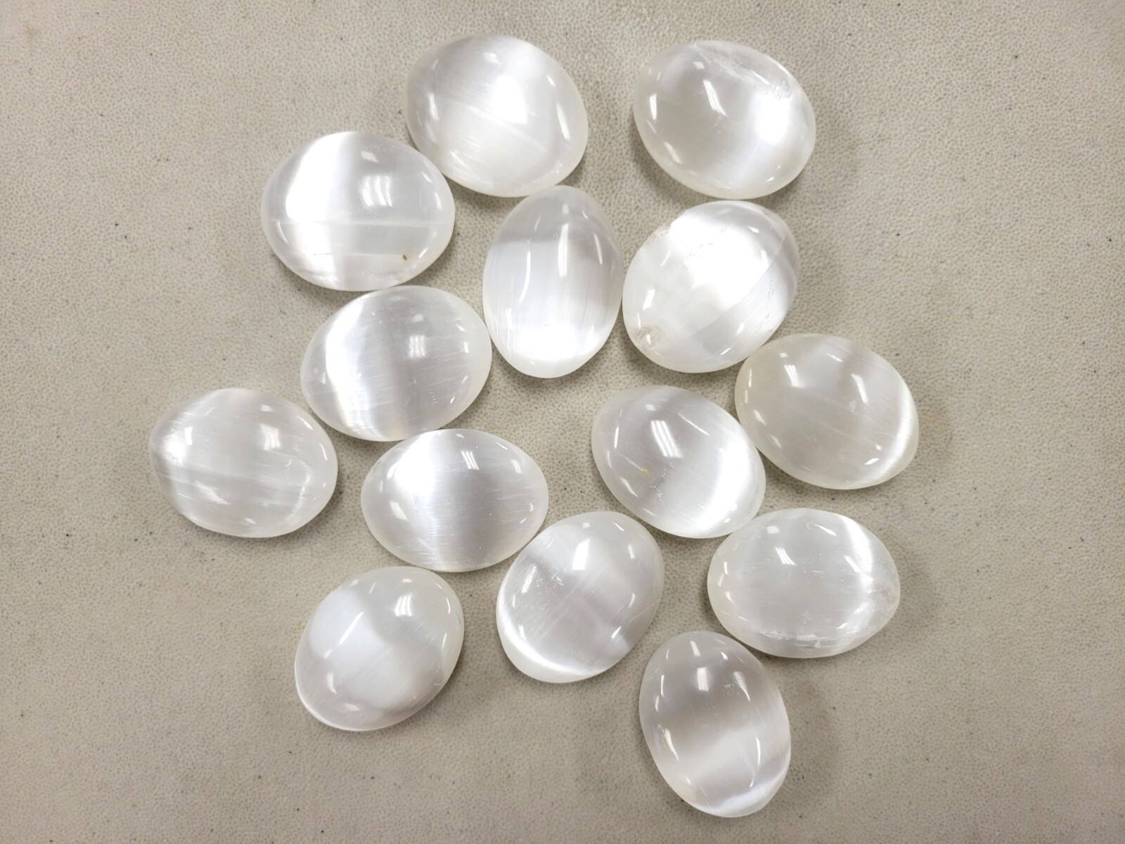 Selenite Palm Stones Celenite Worry Stone Polished Crystal Gems