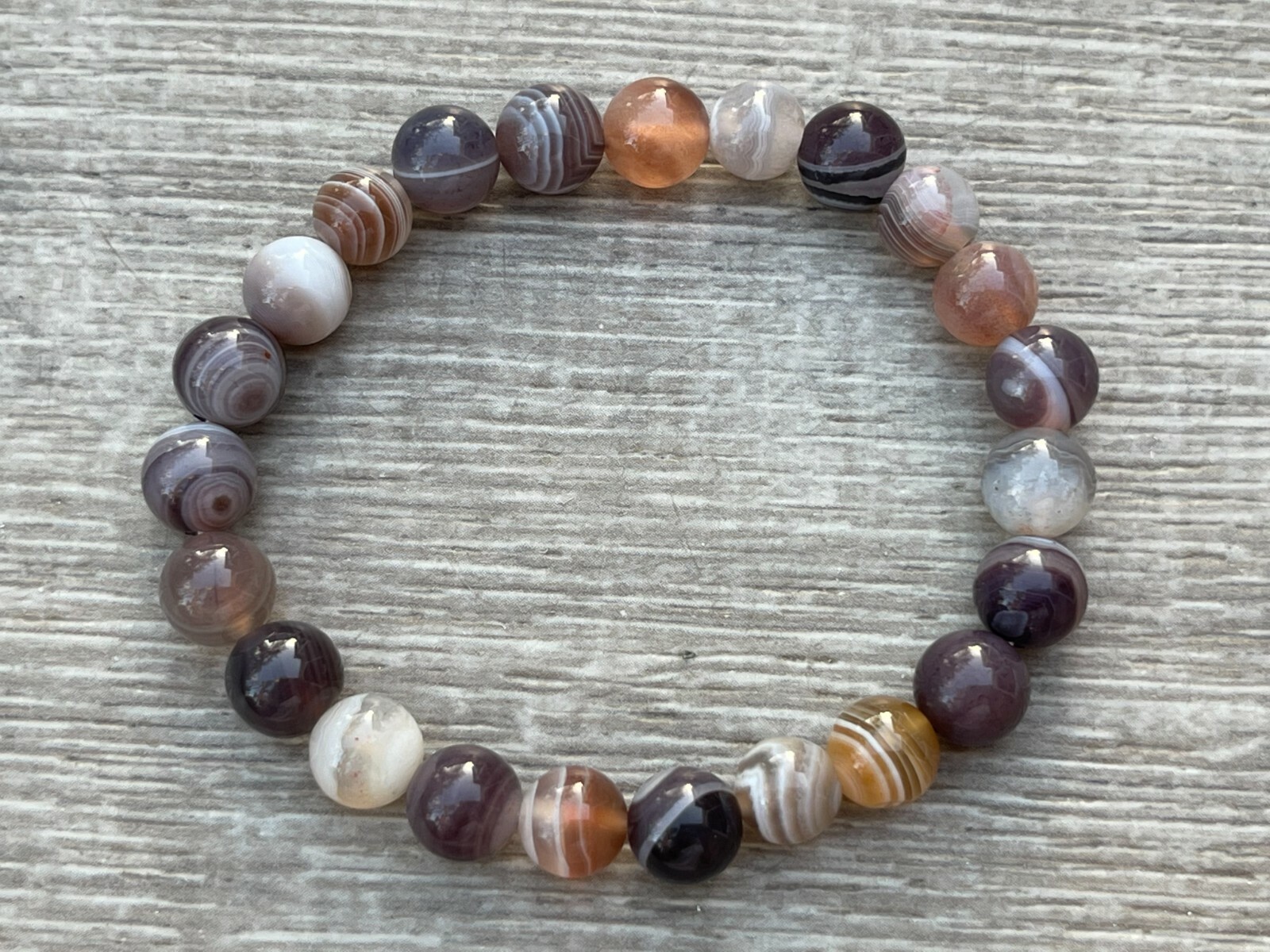 Grade A++ Botswana Agate Crystal Bead Bracelet 8mm, Genuine Gemstone Bracelet