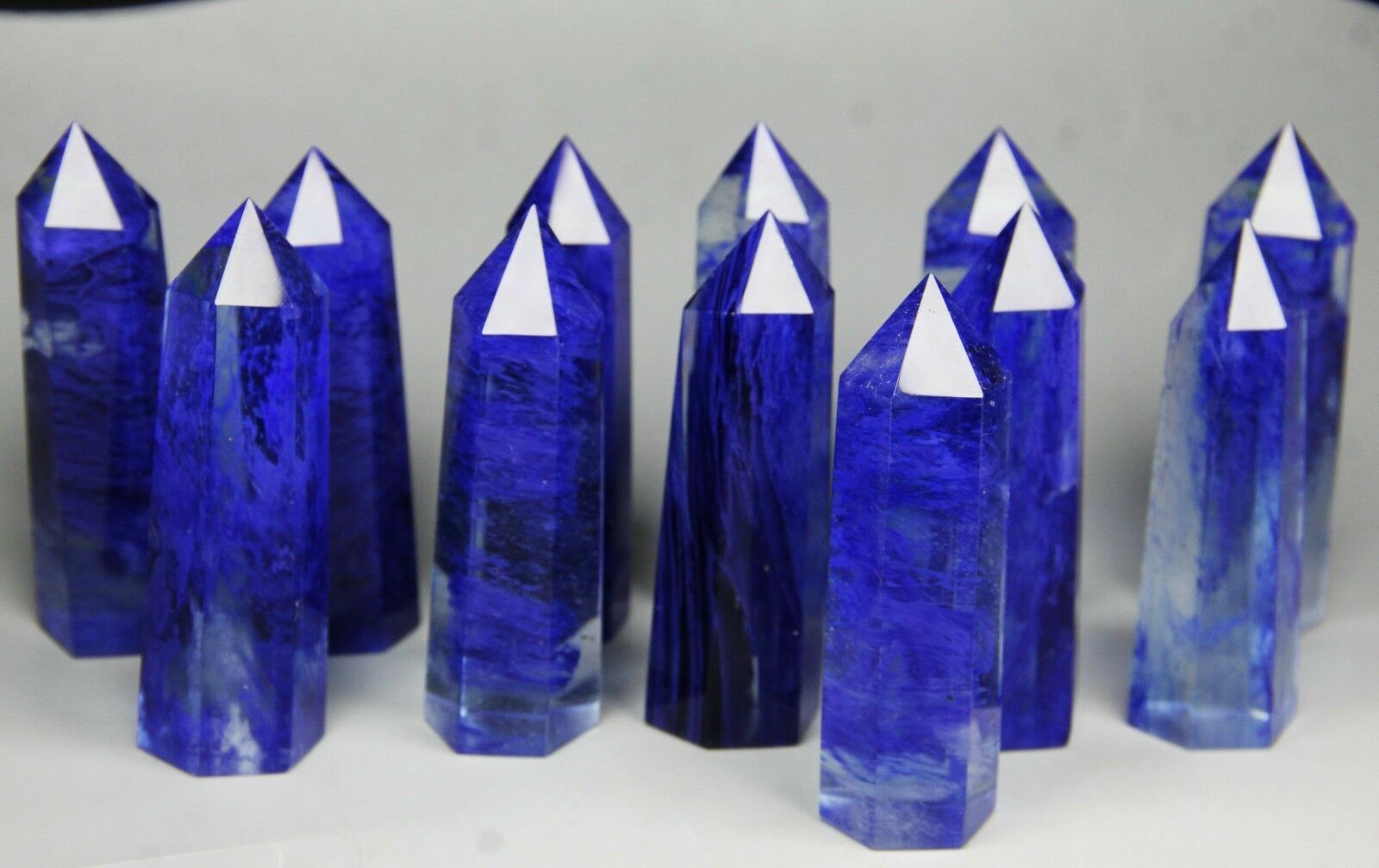 2.2lb (12-18PCS)BEATIFUL BLUE SMELTING SMELT QUARTZ CRYSTAL POINT WAND HEALING
