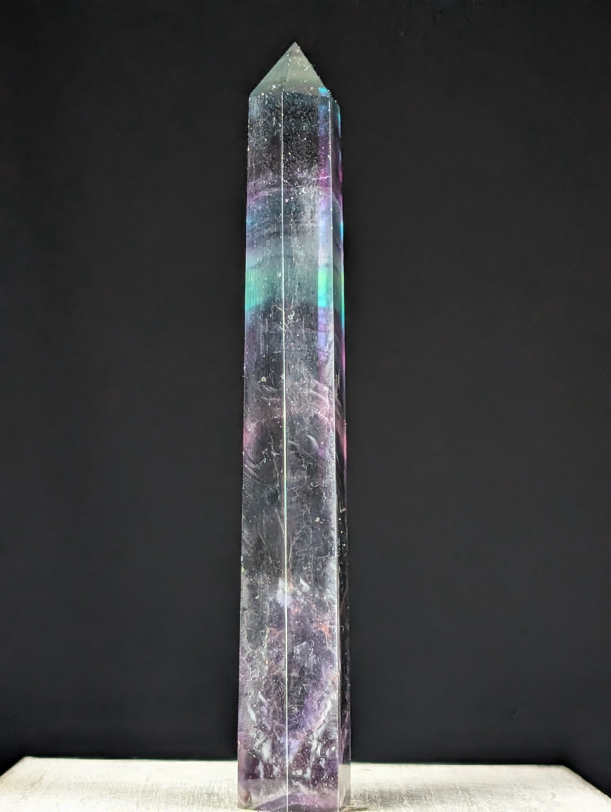 Rainbow Fluorite Tower Crystal Gemstone Large Tall Point Chakra Reiki