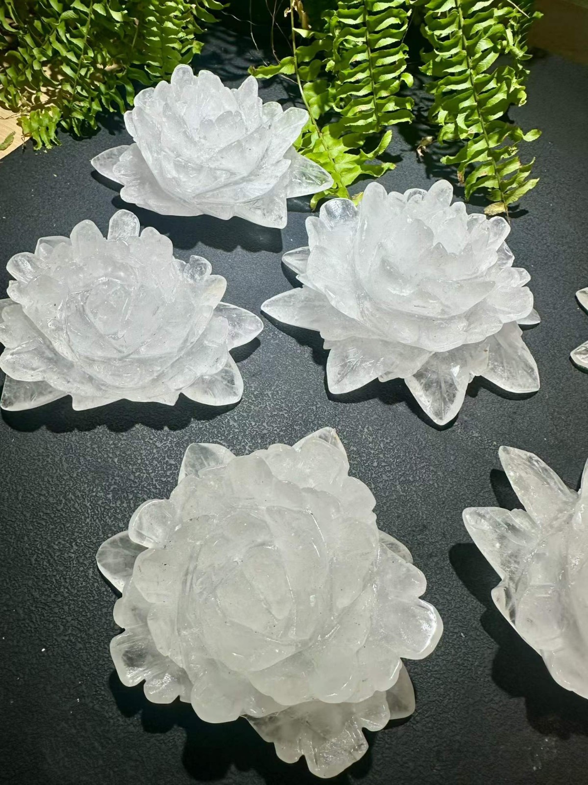 1pc Natural White Quartz Carved Crystal Flower Skull Reiki Healing Decor Gift