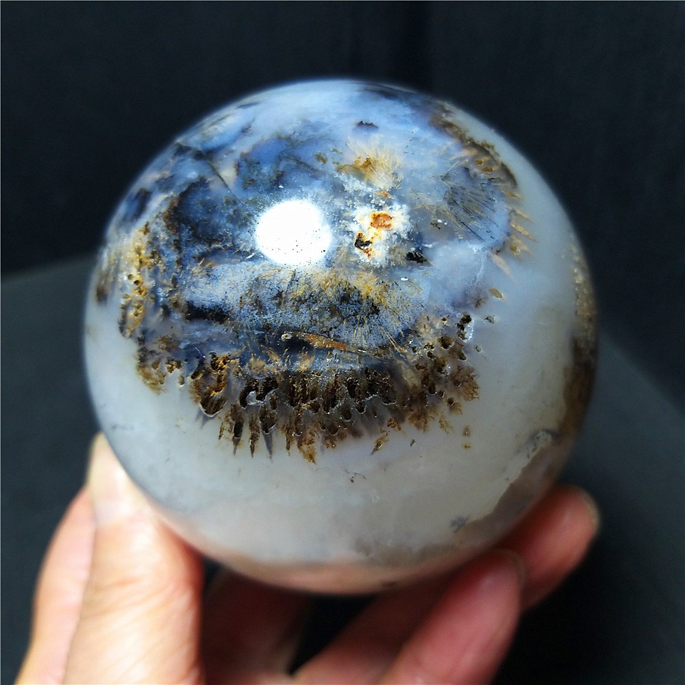 582.7G Natural Beautiful Golden Hair Rutilated Agate Stone Sphere Healing C822