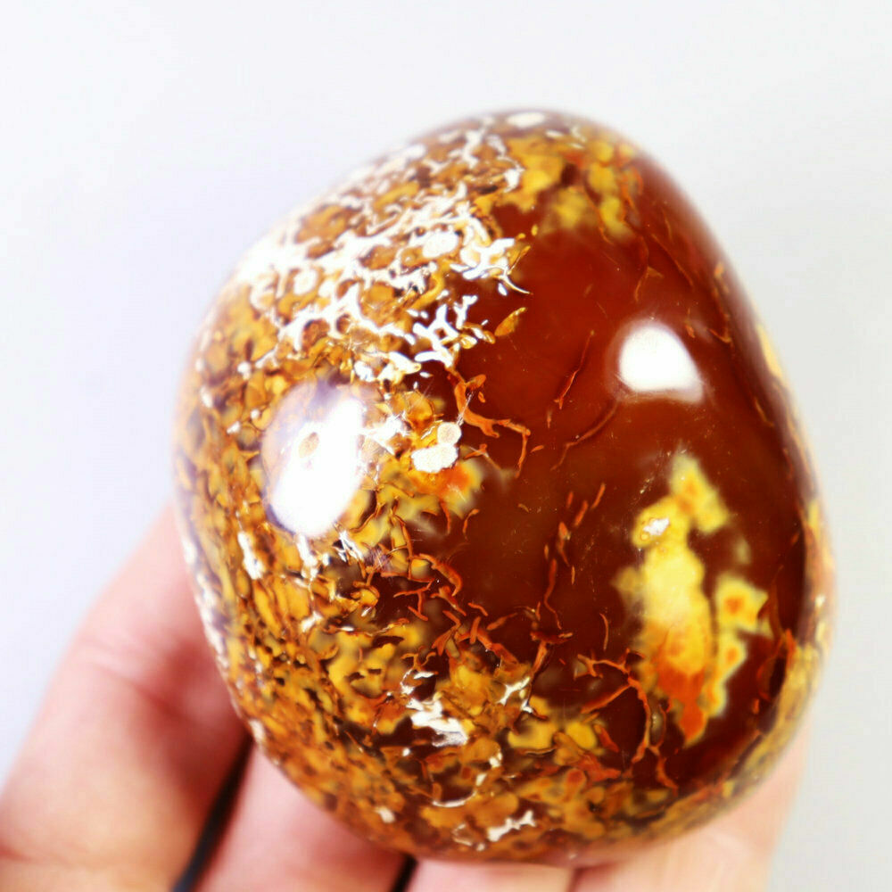 274g Natural Genuine Flower skin Agate Quartz Crystal Carnelian Palm Stone