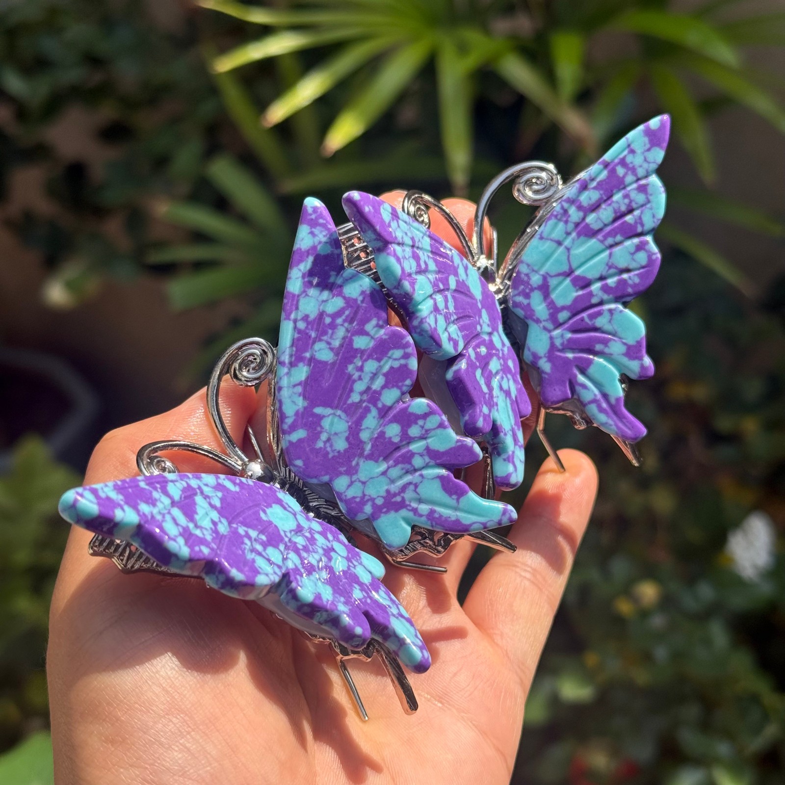 3.6″ hand carved unknown Butterfly Reiki Crystal Skull Decor gift 1pc