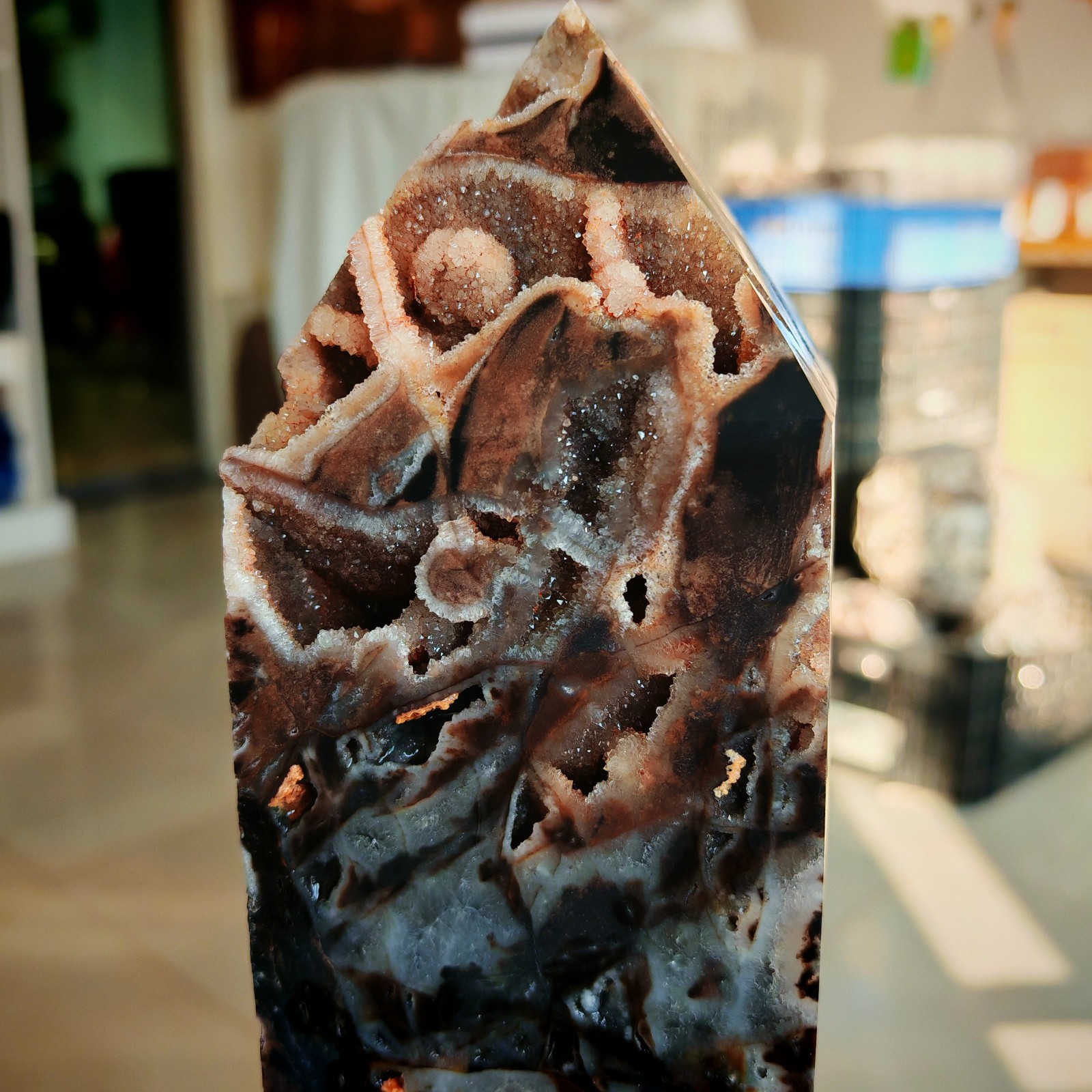 10.56LB Polishing and repairing of natural sphalerite crystal columns 4800g
