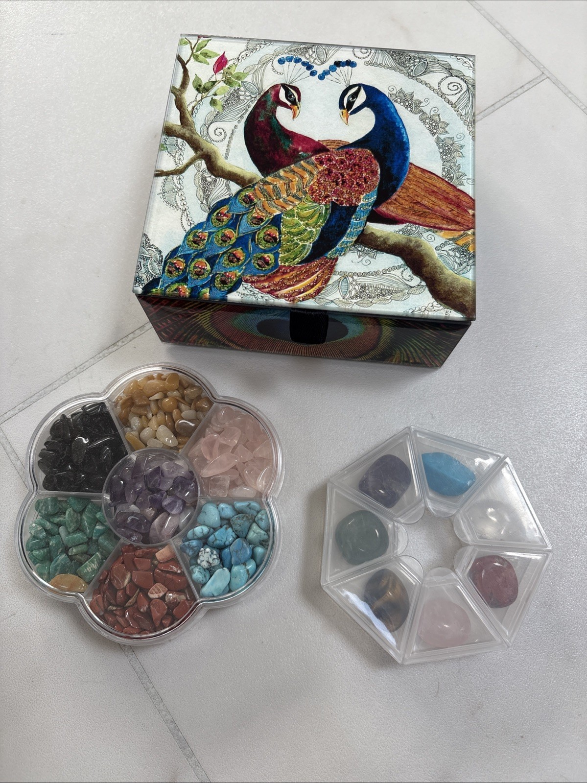 Lovely glass box Filled With Chakra Stones