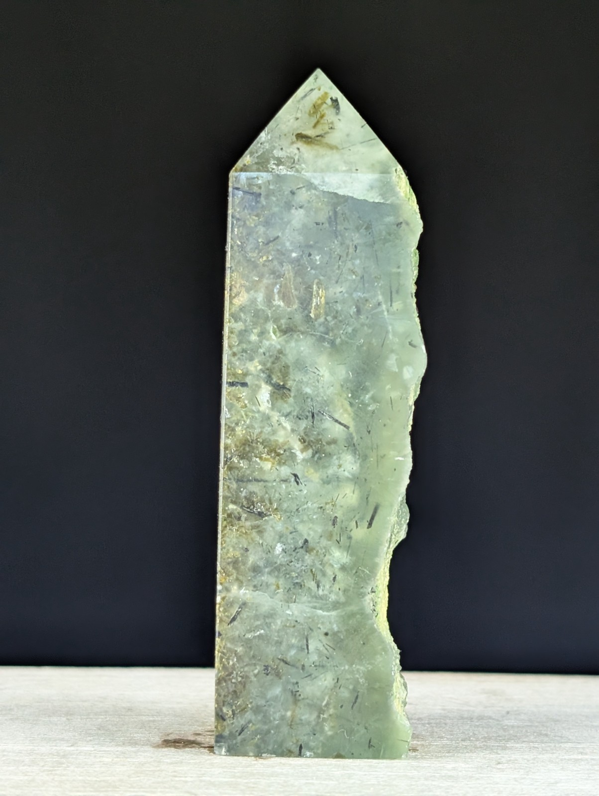 Prehnite Tower Point Crystal Raw Side Gemstone Chakra Reiki