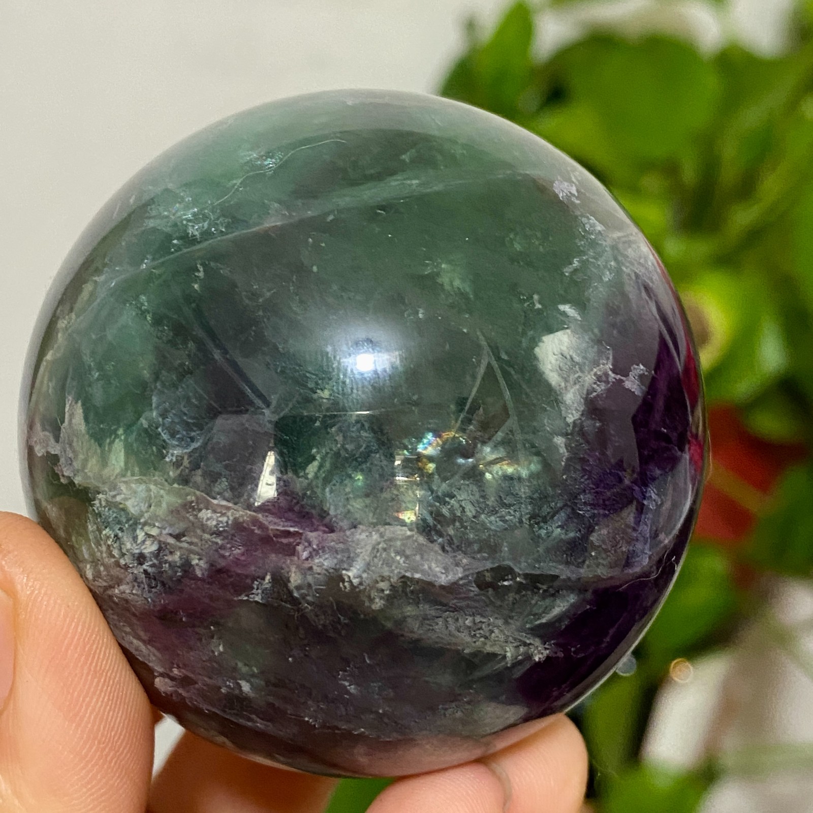 410g Natural fluorite ball quartz crystal Sphere Reiki energy healing